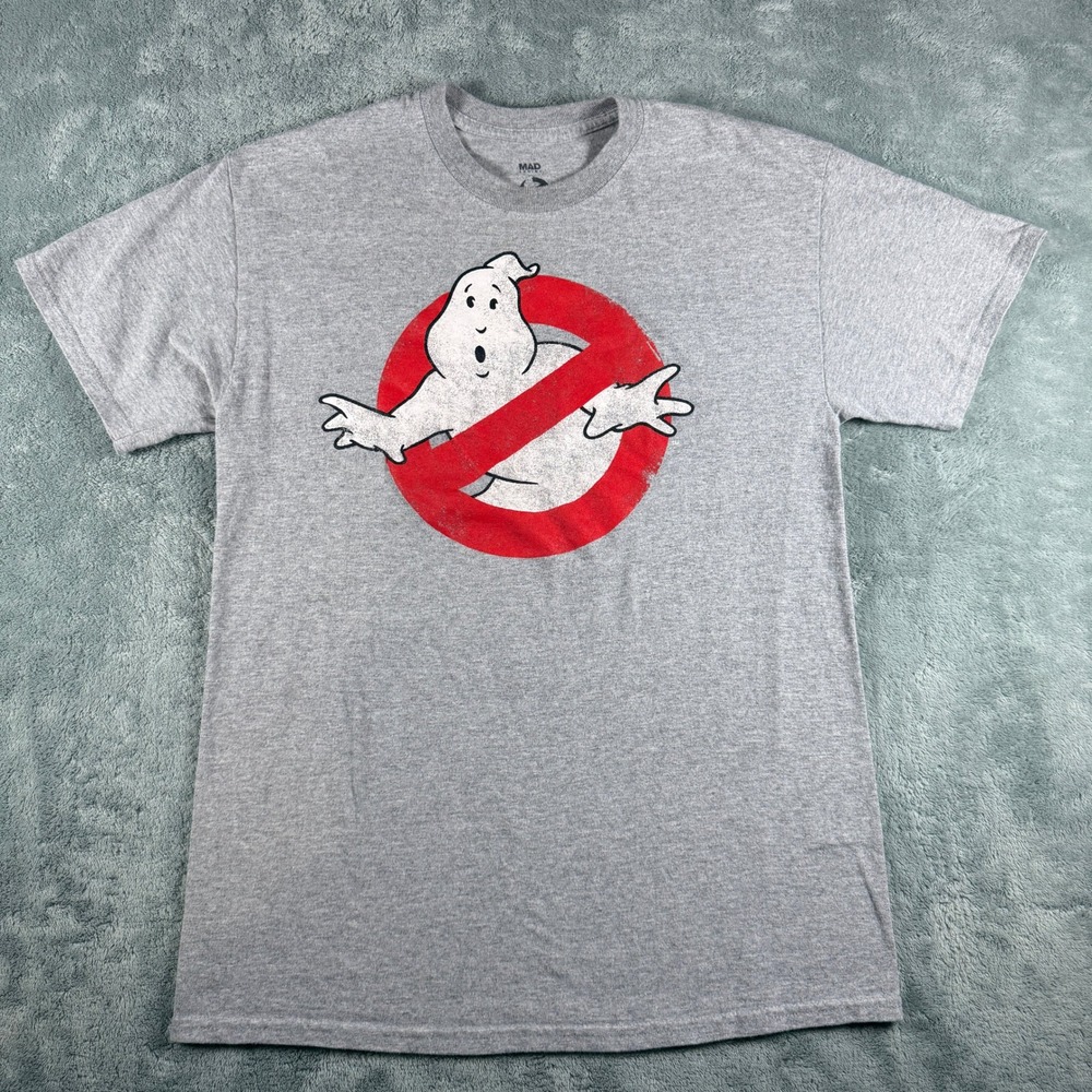 Ghostbusters Mad Engine Mens Graphic T-Shirt Gray Medium No-Ghost Logo Tee